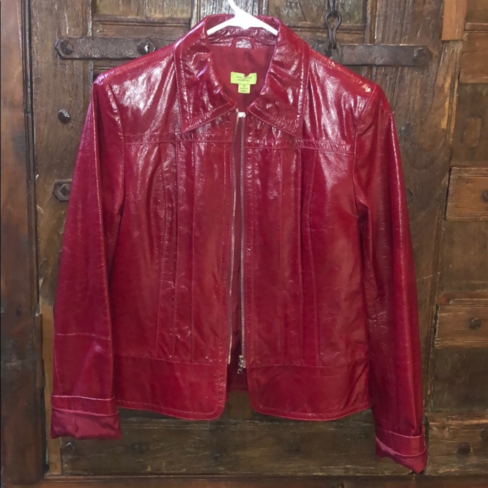 John Carlisle red patten leather jacket